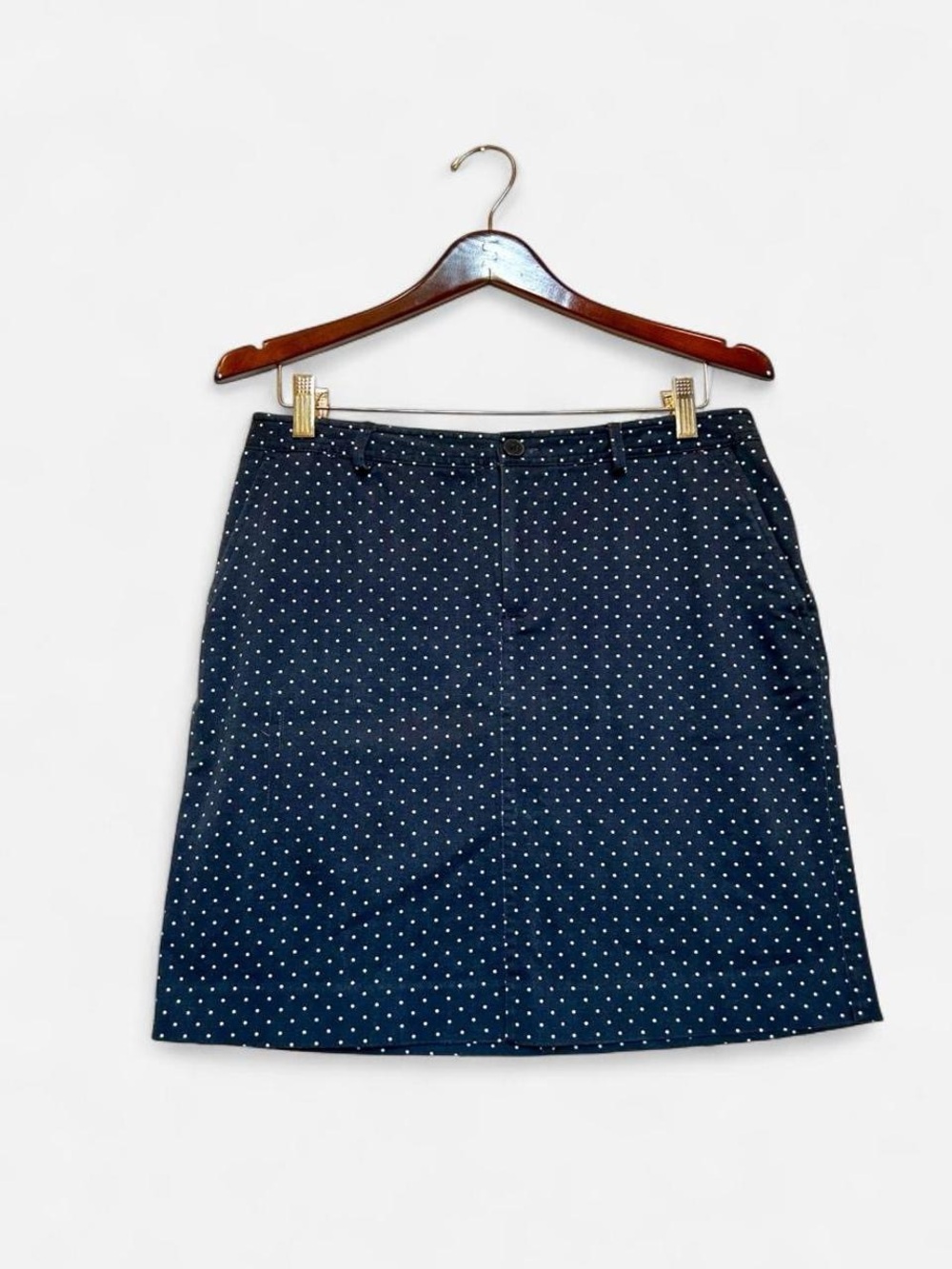 Chaps Navy Polka Dot Skirt - Women's